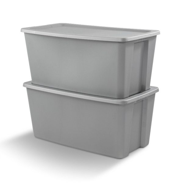 50 Gallon Heavy-Duty Plastic Storage Bin with Snap-On Lid - Large Rectangular Tote with Rounded Corners, Durable Gray Plastic Construction for Home, Garage, Office, Warehouse Organization - Space-Saving Stackable Design, Ideal for Moving
