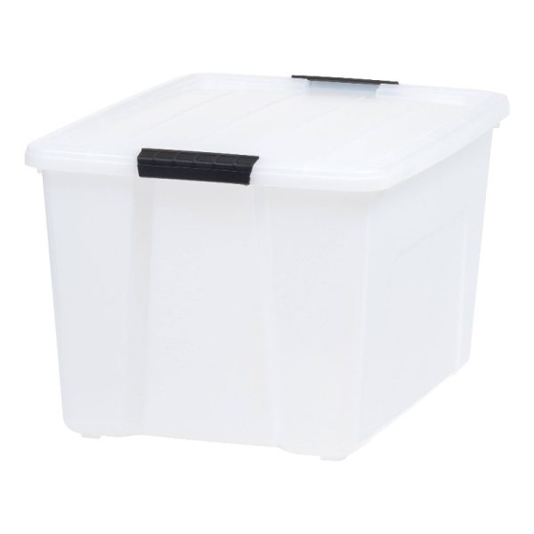 60 Quart Heavy-Duty Stackable Plastic Storage Bin with Flip-Top Lid & Buckles - Large Rectangular Organizer Box with Hinged Lid, Durable Plastic Construction for Home, Garage, Pantry, Office - Space-Saving Design, Clear Stackable Container for Easy Access & Secure Closure, Ideal for Seasonal, Moving Storage - Multi-Purpose Organizer (Whiteu002FBlack, Pearl Color Options Available) - Contemporary Style, Multi-Use for Home, Office, Dorm - Secure Buckle Closure, Versatile Storage Solution