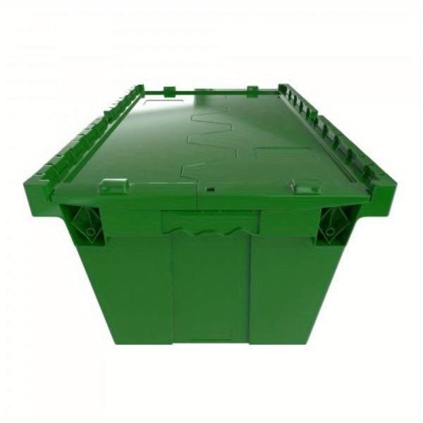 Industrial Hinged Lid Storage Tote 22x15.5x12.9 Inches - Heavy-Duty High Quality Plastic Bin with Secure Locking Latches, Stackable Design for Warehouse, Manufacturing & Material Handling, Robust Construction, Durable Plastic, Warehouse Organization, Sturdy Construction, Reinforced Construction, Warehouse Workers