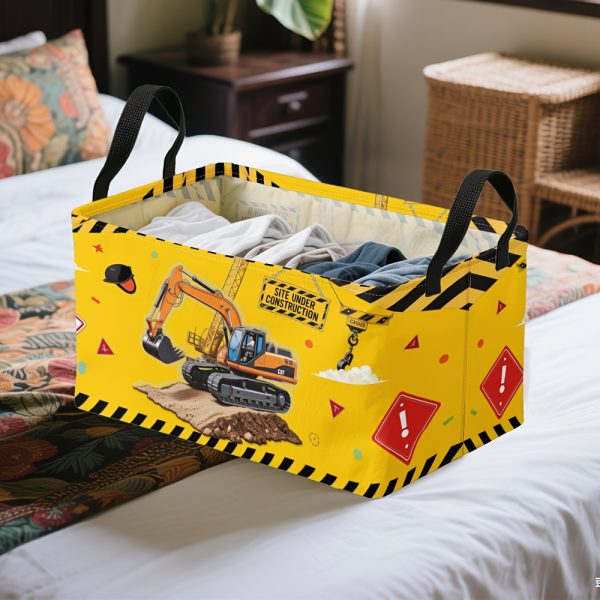 1pc Extra Large Construction Site Hamper Bin with Metal Frame - Heavy-Duty Oxford Fabric Storage Organizer, Open-Top Design for Construction Site, Moving, Garage