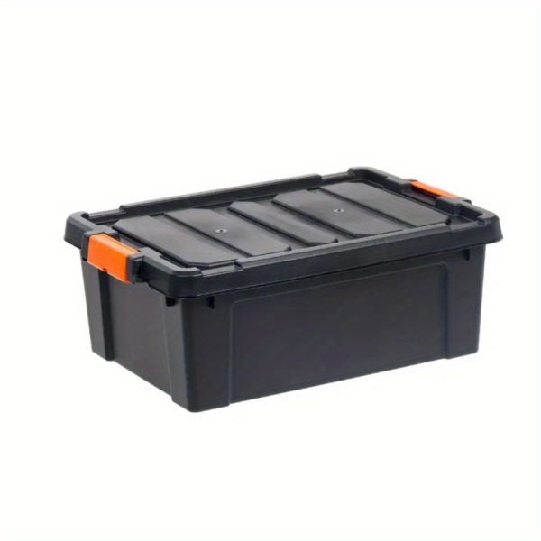 48Qtu002F12 Gal Heavy-Duty Stackable Storage Tote with Flip-Top Lid & Reinforced Edges - All-Weather Resistant Plastic Construction, Heavy-Duty Latches & Stackable Design for Indooru002FOutdoor Use - Large Capacity Bin for Home, Garage, Camping