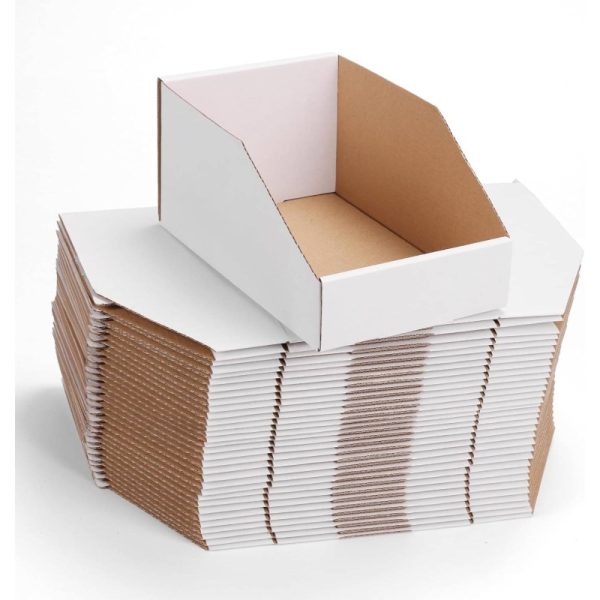 35-Pack White Cardboard Storage Bins Boxes with Easy Assembly - Sturdy Cardboard Construction, Open-Top Design & Smooth Edges, 9.4x6x4.5 Inches, Space-Saving Organizer Bins for Pantry, Office, Home, Kitchen, Bathroom, Dorm - Durable & Lightweight Sh