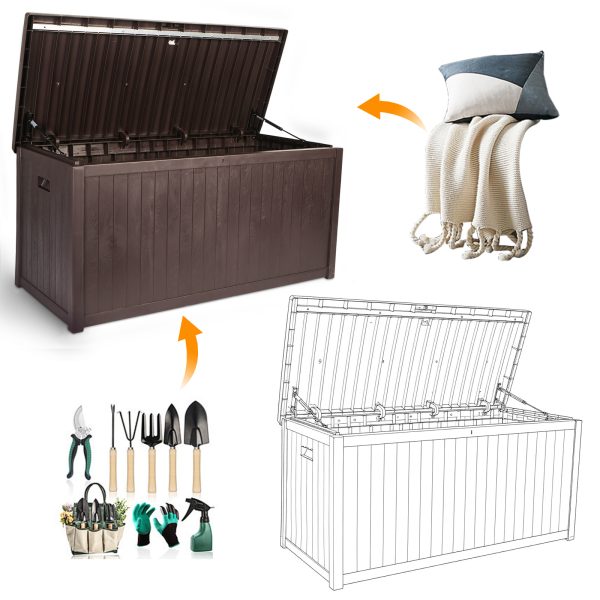 Heavy-Duty Lockable Outdoor Storage Bin with Flip-Top Lid - Heavy-Duty PP Construction, Spacious Rectangular Design for Patio Furniture, Garden Tools, Outdoor Cushions, Lawn Equipment - All-Weather Use & Easy Assembly (u002F) - Ideal for Residentialu002FCom