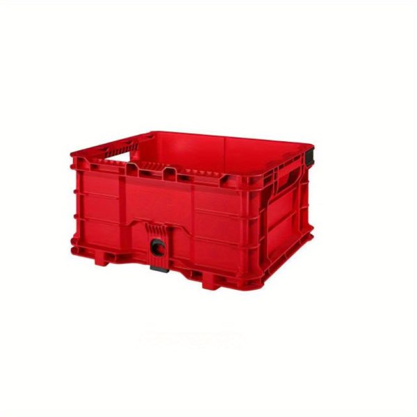 PACKOUT Heavy-Duty Modular Tool Storage Crate Bin - 18.6-Inch Large Capacity Plastic Toolbox with Flip-Top Lid, 50 lbs Capacity, Stackable & Hangable Design, Tool-Free Assembly for Workshop,, Jobsite (Compatible with PACKOUT System)
