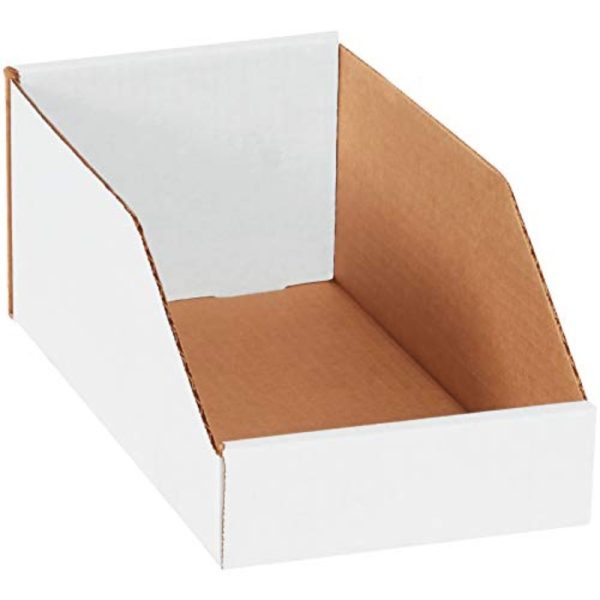 Pack of 50 Top Pack Supply White Open-Top Bin Boxes 6