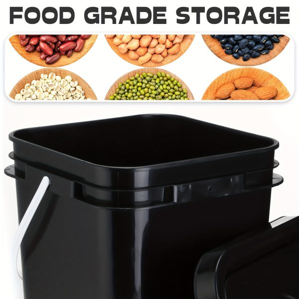 6pcs 5 Gallon Heavy-Duty Square Bucket Pails with Ergonomic Plastic Handles & Lids - Multipurpose Industrial Storage Containers for Paint, Crafts, Fishing, Car Washing, Household Chores - Includes DIY Label Stickers (Black), Craft Supplies, Sturdy Construction, Reliable Container, Utility Pail, Craft Enthusiasts, Industrialgrade Pail, Durable Pail, Home Organizers