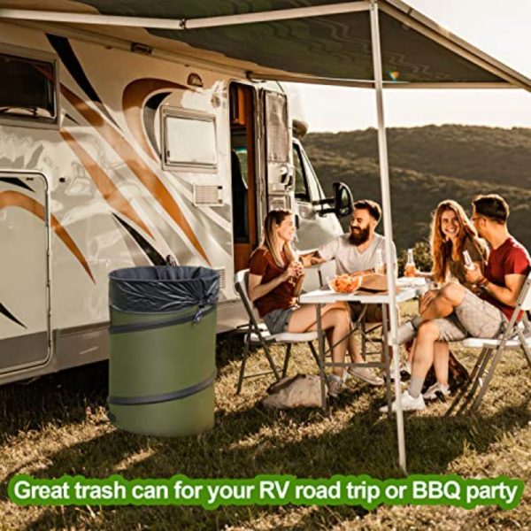 2-Pack Heavy-Duty Collapsible Trash Can with Open-Top Design - Space-Saving Foldable Bin for Camping, RV, Garden, Yard, Lawn - Portable Outdoor Waste Can with Sturdy Handles, Ideal for Leaf, Construction, Farm Use - Easy Storage & Transport, Garden Cleanup, Compact Storage, Durable Construction, Garden Enthusiasts, Rv Waste Container, Lightweight Container, Reinforced Handles, Rv Owners, Spring-Pop Up Mechanism, Heavy-Duty Oxford Fabric - Ideal for Events, Garden Deciduou Bag, Leaf